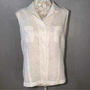 Vintage The Territory Ahead 100% Woman's Linen Top / Med Fitted 1980s Preppy